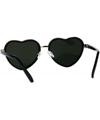 Oval Heart Shape Sunglasses Womens Cute Heart Frame Mirror Lens UV 400 - Black - CX18G8GQ297 $12.79