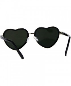 Oval Heart Shape Sunglasses Womens Cute Heart Frame Mirror Lens UV 400 - Black - CX18G8GQ297 $12.79