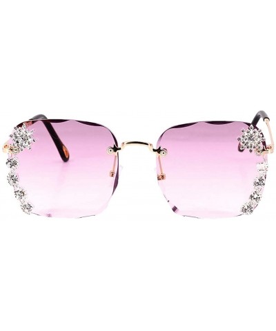 Square Sparkling Crystal Sunglasses UV Protection Rhinestone Sunglasses - Purple Wave - CO190LCXC8M $20.24