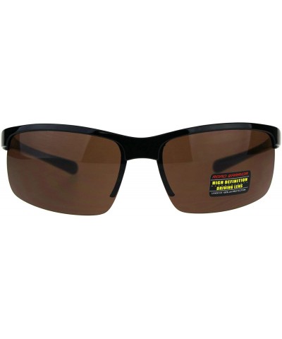 Sport Mens HD Lens Sport Baseball Half Rim Road Warrior Plastic Sunglasses - Shiny Black - CR18CAWSOZH $8.81