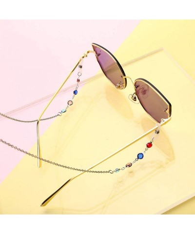 Aviator Women Eyeglass Chain Sunglasses Mirrored Lens Shades Strap Holder Necklace Glasses Retainer Glasses Case +Cloth - CE1...