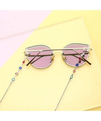 Aviator Women Eyeglass Chain Sunglasses Mirrored Lens Shades Strap Holder Necklace Glasses Retainer Glasses Case +Cloth - CE1...