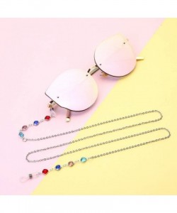 Aviator Women Eyeglass Chain Sunglasses Mirrored Lens Shades Strap Holder Necklace Glasses Retainer Glasses Case +Cloth - CE1...