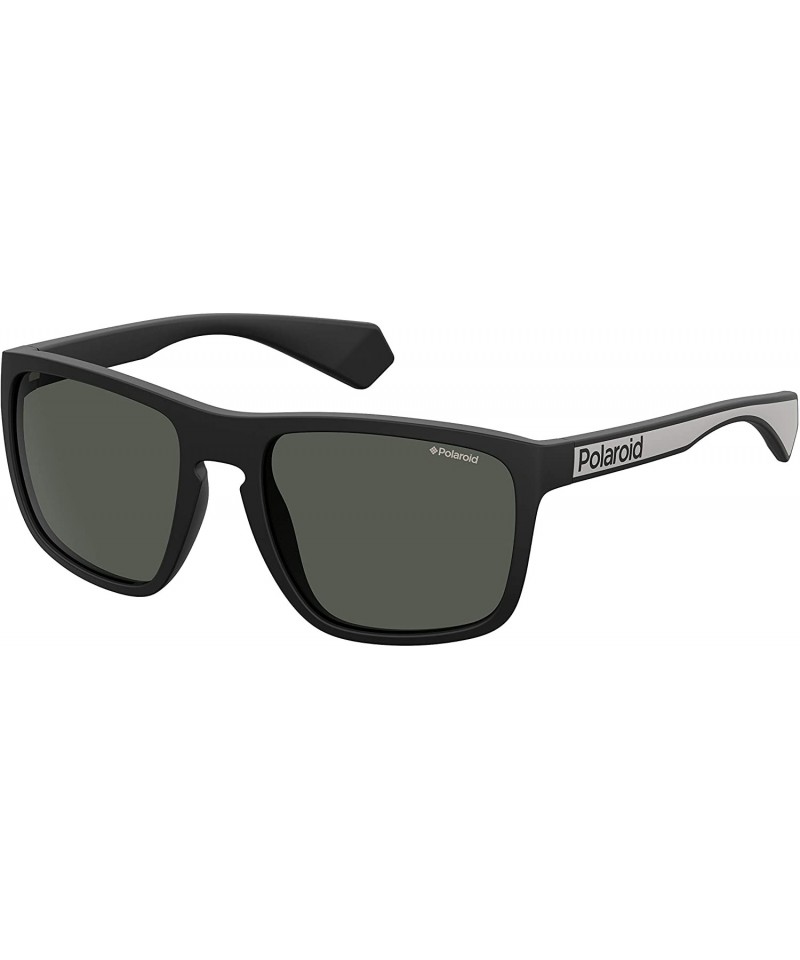 Rectangular POLAROID SUNGLASSES PLD 2079 807 M9 BLACK POLARIZED LENSES - C318OMEA6DY $42.75