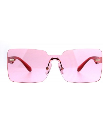 Oversized Womens Mod Flat Panel Shield Rectangular Oversize Retro Sunglasses - Red - CD189ILM257 $12.41