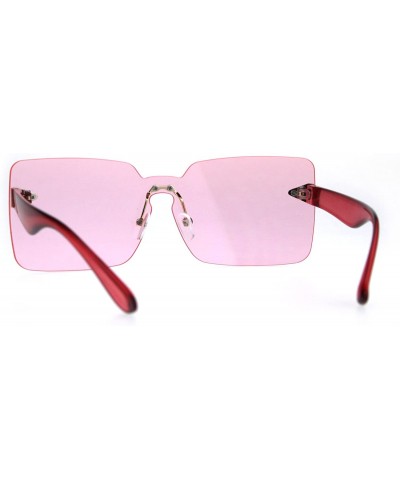 Oversized Womens Mod Flat Panel Shield Rectangular Oversize Retro Sunglasses - Red - CD189ILM257 $12.41