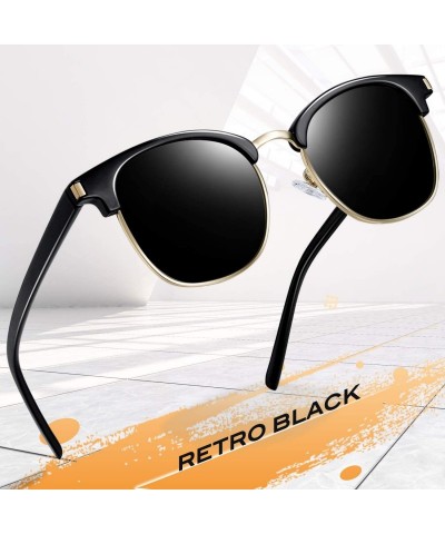 Rimless Semi Rimless Polarized Sunglasses Women Men Retro Brand Sun Glasses - Gloss Black+classic Black - CR196Z63ADA $14.07