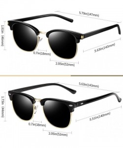 Rimless Semi Rimless Polarized Sunglasses Women Men Retro Brand Sun Glasses - Gloss Black+classic Black - CR196Z63ADA $14.07