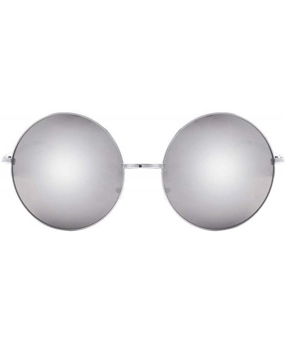 Round John Lennon 60's Vintage Round Hippie Sunglasses P2012 - Silver-mirror Lens - CI12GJFM9FP $10.92