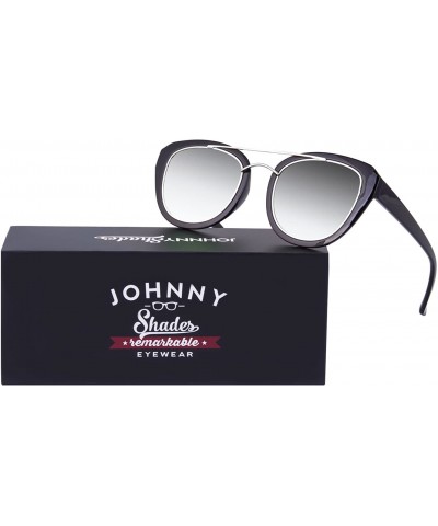 Wayfarer Chic Flat Lens Thick Rimmed Brow Bar Sunglasses"Jaclyn" (Silver - As Shown) - CQ12O4760WS $13.21