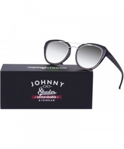 Wayfarer Chic Flat Lens Thick Rimmed Brow Bar Sunglasses"Jaclyn" (Silver - As Shown) - CQ12O4760WS $13.21