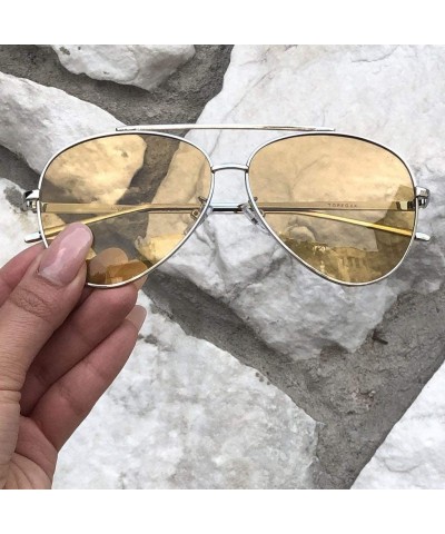 Aviator Review Amelia High Fashion Aviator Sunglasses for Women - Golden Yellow - C518T86ZKZE $47.21