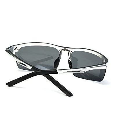 Sport Sports Sunglasses Drive Polarized Sunglasses HD Outdoor Glasses - Silver Frame Gun Gray Lens - CZ183AZKMTH $30.17