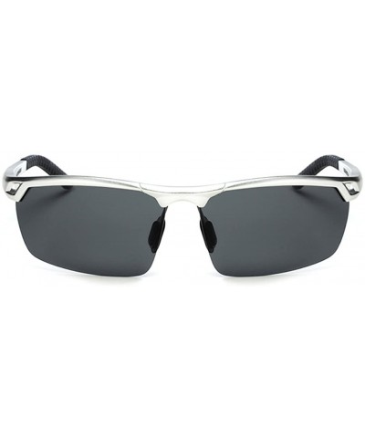 Sport Sports Sunglasses Drive Polarized Sunglasses HD Outdoor Glasses - Silver Frame Gun Gray Lens - CZ183AZKMTH $30.17