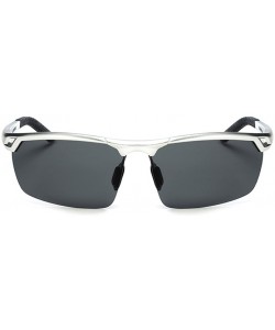 Sport Sports Sunglasses Drive Polarized Sunglasses HD Outdoor Glasses - Silver Frame Gun Gray Lens - CZ183AZKMTH $30.17