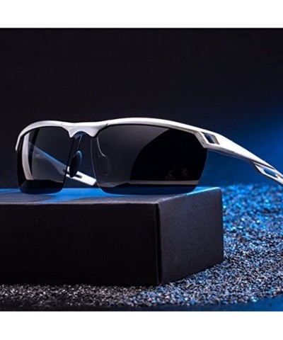 Sport Sports Sunglasses Drive Polarized Sunglasses HD Outdoor Glasses - Silver Frame Gun Gray Lens - CZ183AZKMTH $30.17