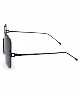 Rimless Luxury Minimal Rimless Oversize Shield Rectangular Racer Sunglasses - All Black - C1190RZT038 $17.23