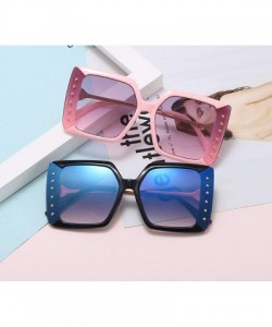 Square Vintage Retro Oversized Square Sunglasses Fashion Diamond Decoration Gradient Sun Glasses Female UV400 Shades - CF198A...