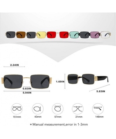 Square Square Polarized Sunglasses for Men Womans UV400 - C2 Gold Red - CP198EAKUE4 $13.16