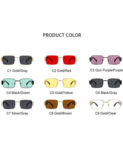 Square Square Polarized Sunglasses for Men Womans UV400 - C2 Gold Red - CP198EAKUE4 $13.16