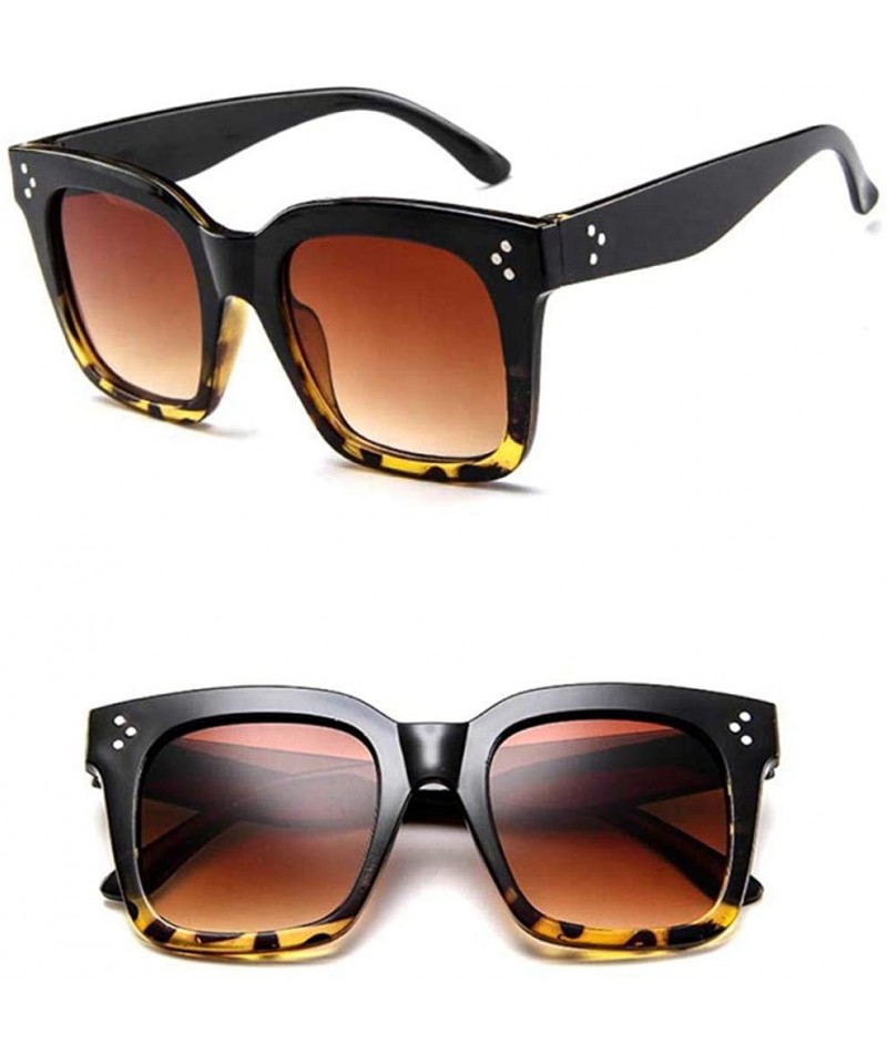 Square 2019 Square Fashion Luxury Sunglasses Women Brand Designer Black Double Gray - Black Leopard - C618XAK4WWE $11.81