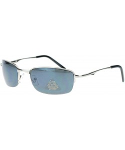 Rectangular Mens Classic Narrow Short Rectangular Metal Rim Sunglasses - Silver - CY11YAXOITN $12.57