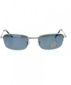 Rectangular Mens Classic Narrow Short Rectangular Metal Rim Sunglasses - Silver - CY11YAXOITN $12.57