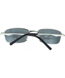 Rectangular Mens Classic Narrow Short Rectangular Metal Rim Sunglasses - Silver - CY11YAXOITN $12.57