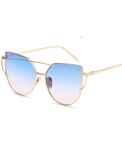 Oversized Sunglasses Women Luxury Cat eye Brand Design Mirror Flat Rose Gold Vintage Cateye sun glasses lady Eyewear - A10 - ...