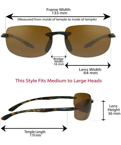 Rimless BIFOCAL Reader Sunglasses Rimless Men Women HD Amber Smoke Yellow Lens - Hd Lens Tortoise Shell Brown Frame - CA127A2...