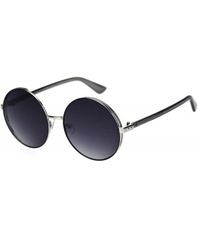 Round Super Ditsy Small Round Circle Lens Runway Hippie Sunglasses - Silver Black Smoke - CE18R35R895 $16.30