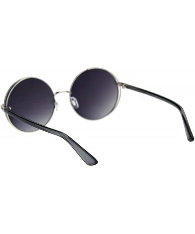 Round Super Ditsy Small Round Circle Lens Runway Hippie Sunglasses - Silver Black Smoke - CE18R35R895 $16.30