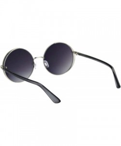 Round Super Ditsy Small Round Circle Lens Runway Hippie Sunglasses - Silver Black Smoke - CE18R35R895 $16.30