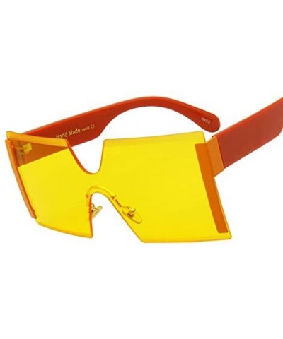 Oversized Oversized Rimless Sunglasses Women Red Yellow Square Sun Glasses For Women Men Vintage Shades - 6 - C218Y5CWWY4 $22.97