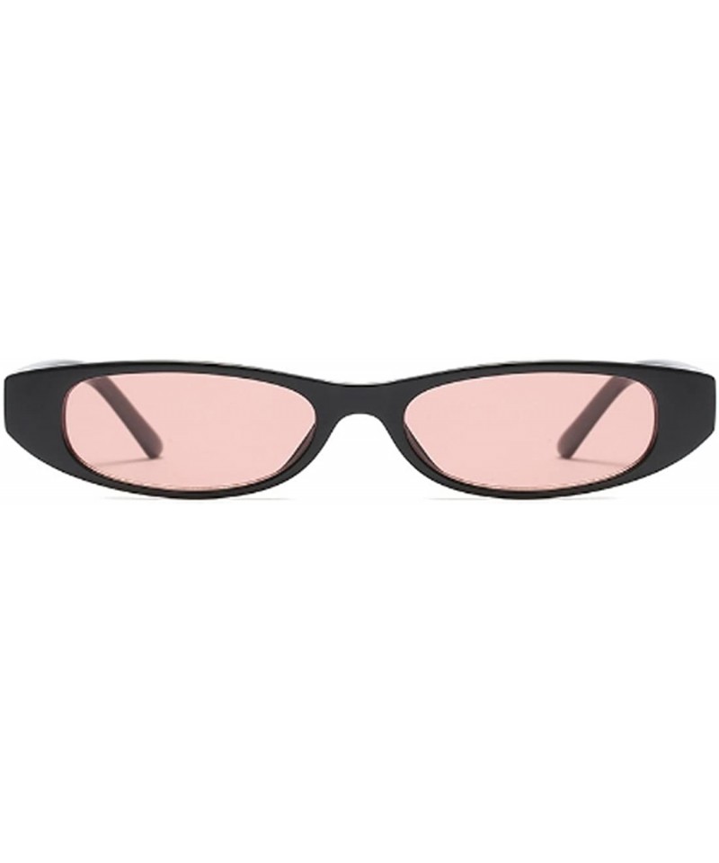 Goggle Vintage Small Sunglasses Fashion Narrow Oval Frame eyewea for neutral - Black Pink - CU18DTSZIIN $8.99