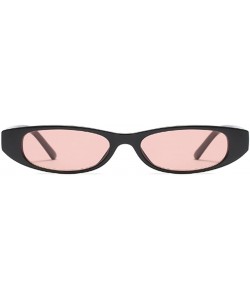 Goggle Vintage Small Sunglasses Fashion Narrow Oval Frame eyewea for neutral - Black Pink - CU18DTSZIIN $8.99