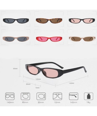 Goggle Vintage Small Sunglasses Fashion Narrow Oval Frame eyewea for neutral - Black Pink - CU18DTSZIIN $8.99