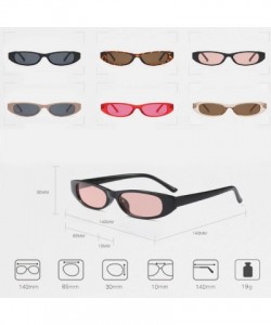 Goggle Vintage Small Sunglasses Fashion Narrow Oval Frame eyewea for neutral - Black Pink - CU18DTSZIIN $8.99