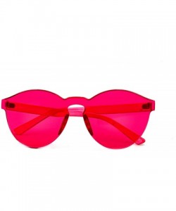 Round Round One Piece Color Rimless Sunglasses P4162 - Red - CS18OHRS7X2 $7.02