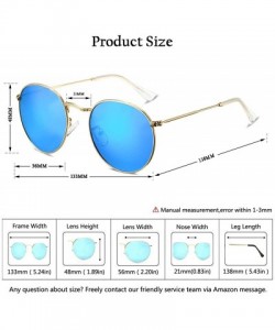 Oval Polarized Sunglasses for Men and Women Round Retro Metal Sun Glasses John Lennon Style - A5 Gold Frame/Blue Lens - CF194...