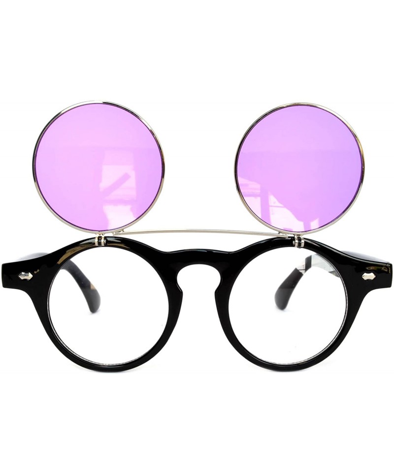 Steampunk Retro Gothic Vintage Hippie Colored Metal Round Circle Frame Sunglasses Colored Lens 