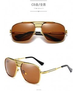 Rectangular Hand Made Rectangular Frull Frame Sunglasses for Men UV400 Protection - C5 Gold Tea - CM18WNNC4IH $11.79