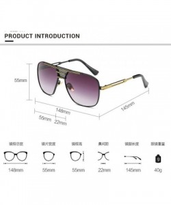 Rectangular Hand Made Rectangular Frull Frame Sunglasses for Men UV400 Protection - C5 Gold Tea - CM18WNNC4IH $11.79