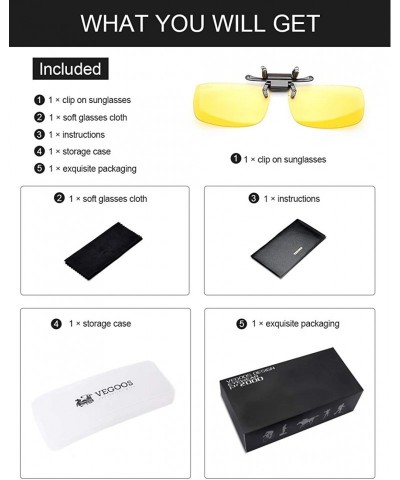 Aviator Clip on Sunglasses Over Prescription Glasses for Women Men Polarized Flip up Sunglasses with Case - Basis-yellow - CM...