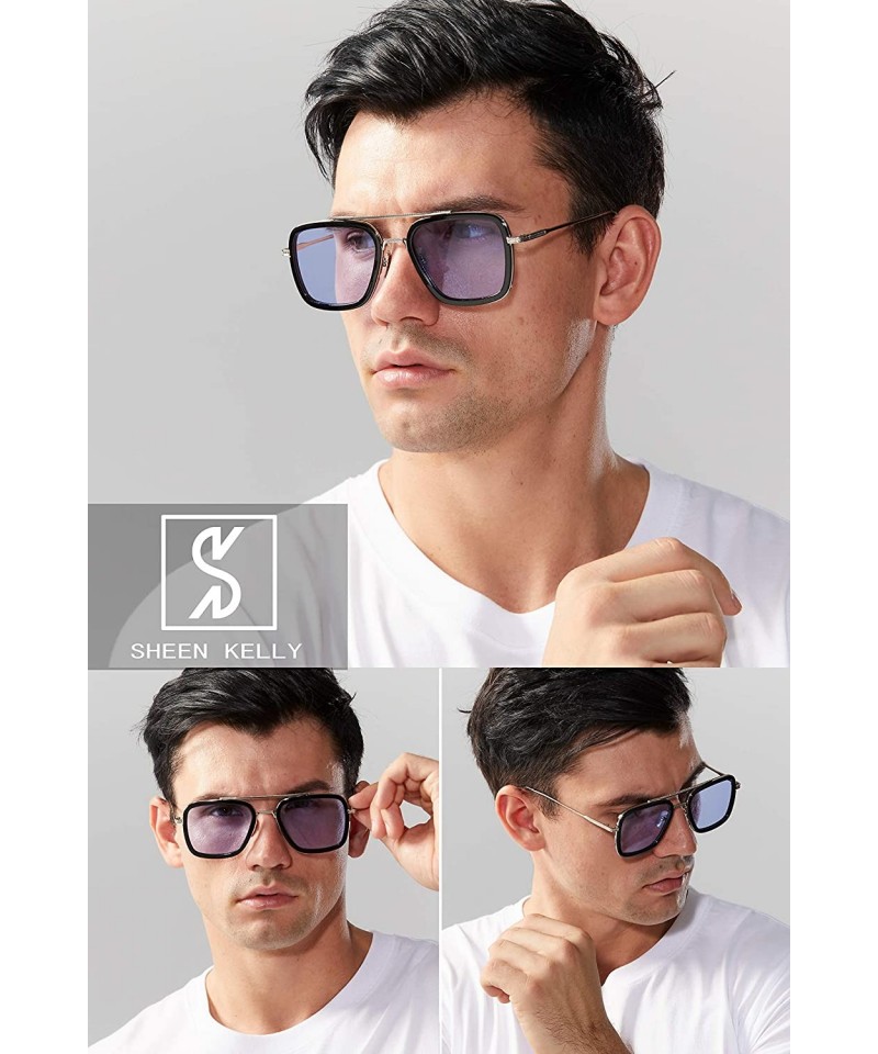  SHEEN KELLY Retro Square Sunglasses for Men Women