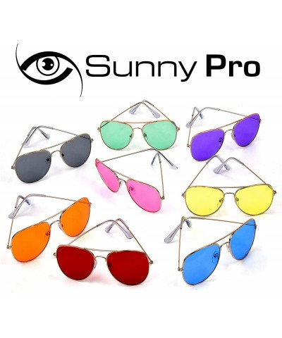 Aviator Aviator Sunglasses Colored Tinted Lens Glasses Metal UV400 Protection - 1 Purple - C818OWXNQG3 $13.38