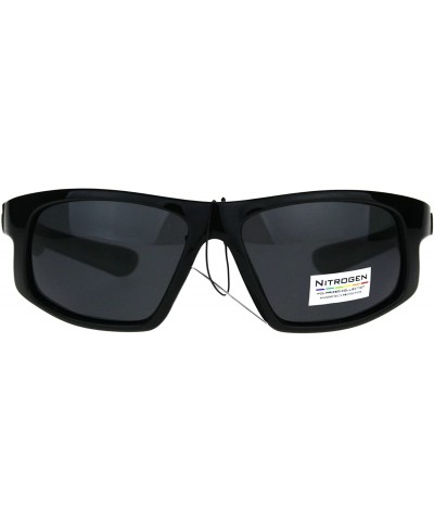 Nitrogen Mens Polarized Lens Sport Warp Plastic Sunglasses - Black ...