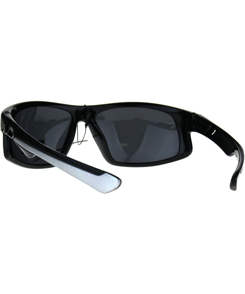 Nitrogen Mens Polarized Lens Sport Warp Plastic Sunglasses Black Silver Black Cc188lhinhm 