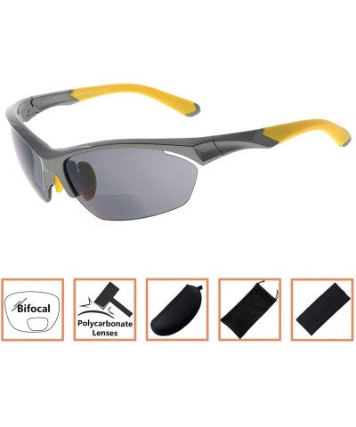 Sport Retro Mens Womens Sports Half-Rimless Bifocal Sunglasses - Pearly Grey - CR189AIN77M $23.67