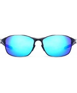 Sport Polarized Sunglasses for Men Metal Frame with Spring Hinge UV400 Protection 8038 - Blue - CY1943DOX6S $23.11